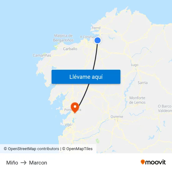 Miño to Marcon map