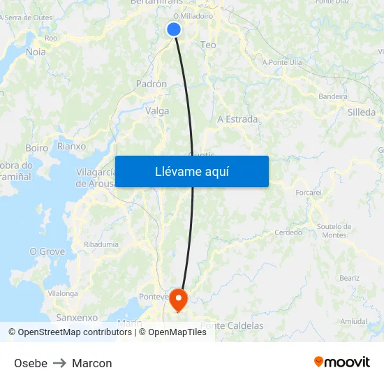 Osebe to Marcon map