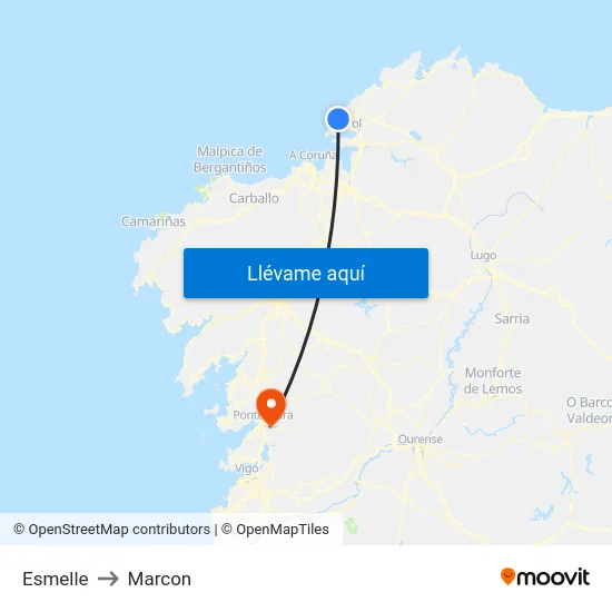 Esmelle to Marcon map