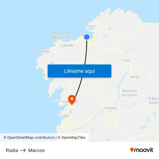 Rialta to Marcon map