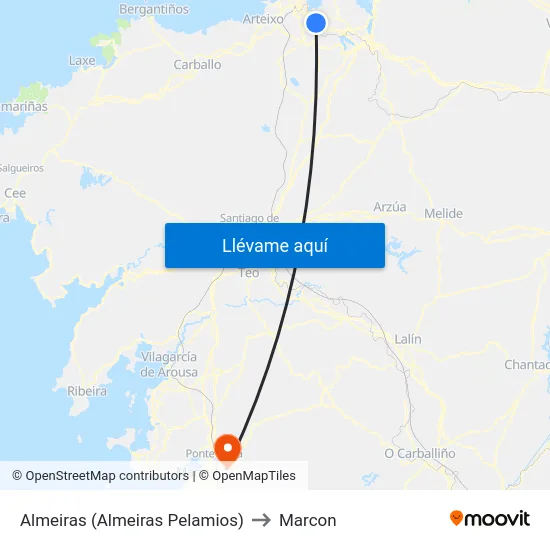 Almeiras (Almeiras Pelamios) to Marcon map