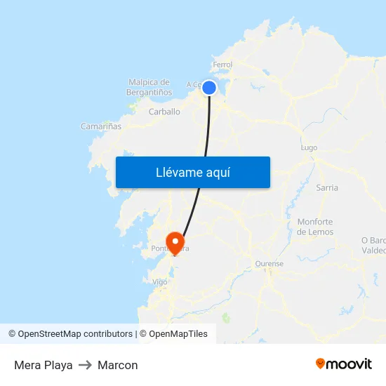 Mera Playa to Marcon map