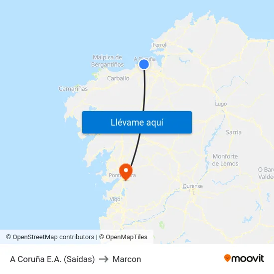 A Coruña E.A. (Saídas) to Marcon map