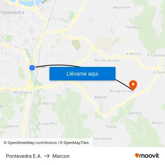 Pontevedra E.A. to Marcon map