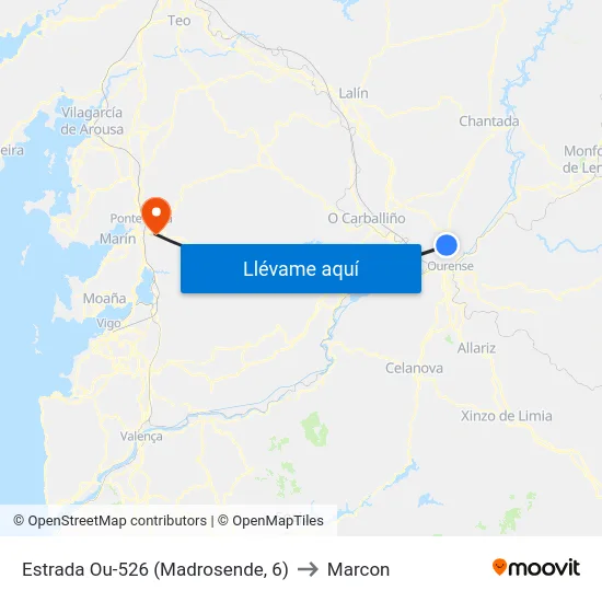 Estrada Ou-526 (Madrosende, 6) to Marcon map