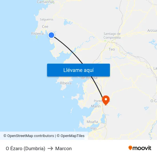 O Ézaro (Dumbría) to Marcon map