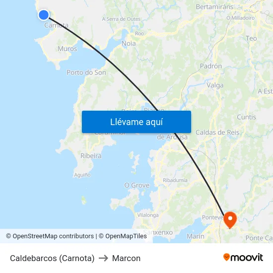Caldebarcos (Carnota) to Marcon map