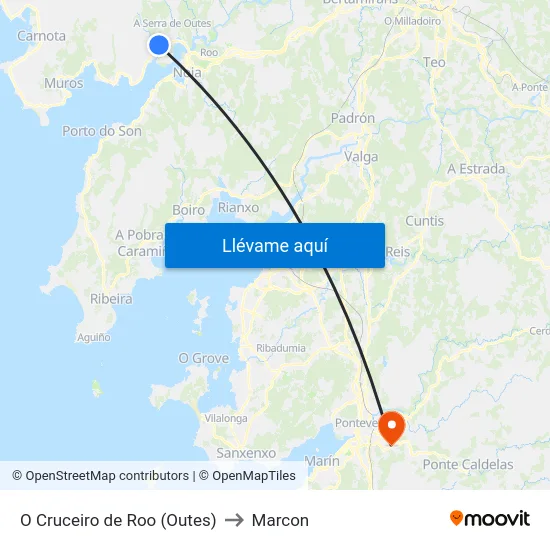 O Cruceiro de Roo (Outes) to Marcon map
