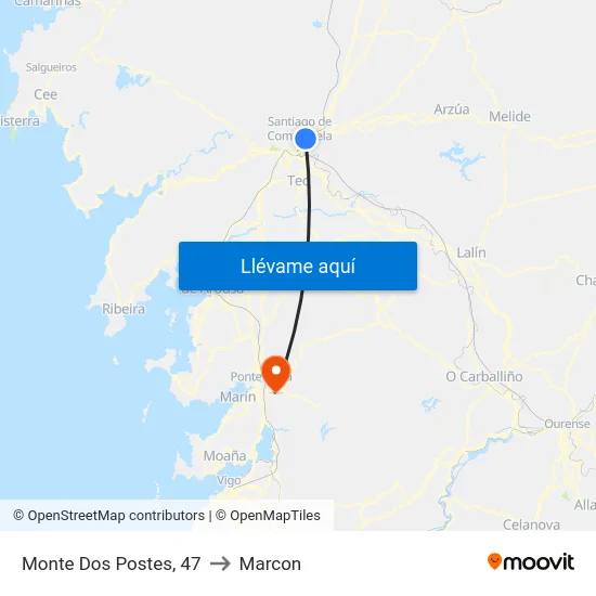Monte Dos Postes, 47 to Marcon map