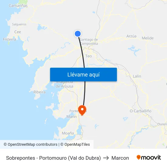 Sobrepontes - Portomouro (Val do Dubra) to Marcon map