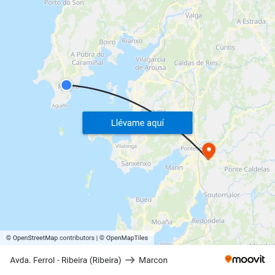 Avda. Ferrol - Ribeira (Ribeira) to Marcon map