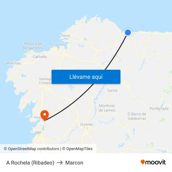 A Rochela (Ribadeo) to Marcon map