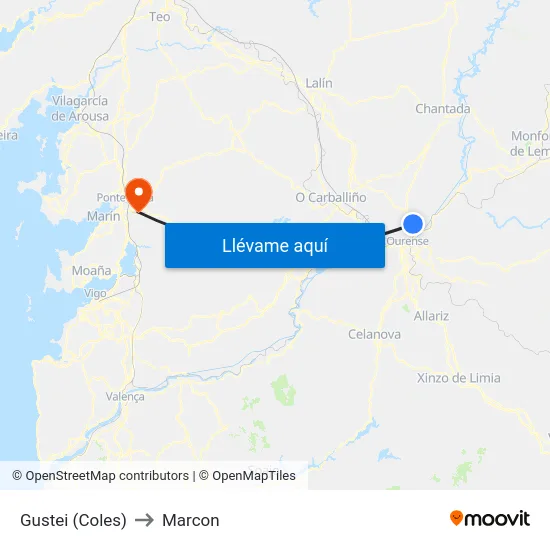 Gustei (Coles) to Marcon map