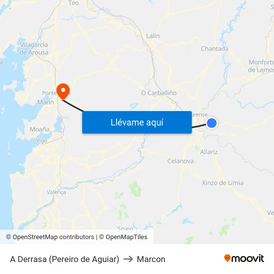 A Derrasa (Pereiro de Aguiar) to Marcon map