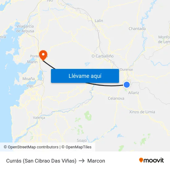 Currás (San Cibrao Das Viñas) to Marcon map
