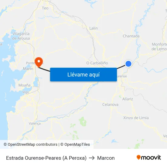Estrada Ourense-Peares (A Peroxa) to Marcon map