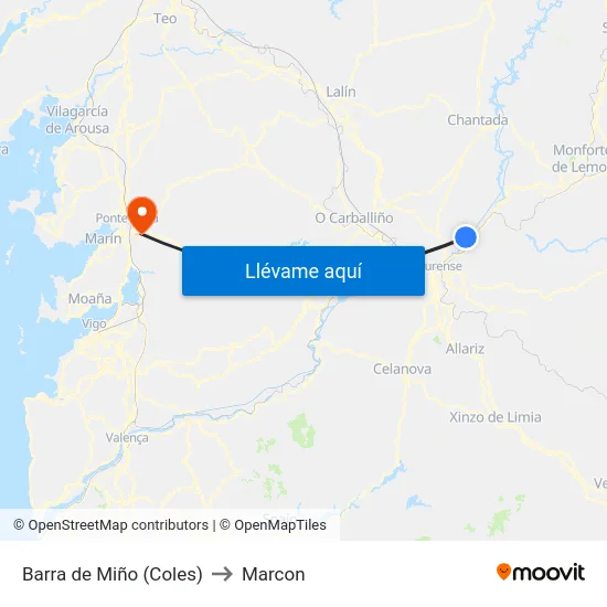 Barra de Miño (Coles) to Marcon map