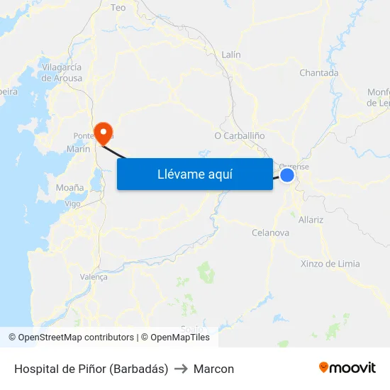 Hospital de Piñor (Barbadás) to Marcon map