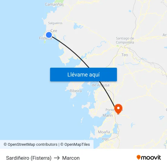 Sardiñeiro (Fisterra) to Marcon map