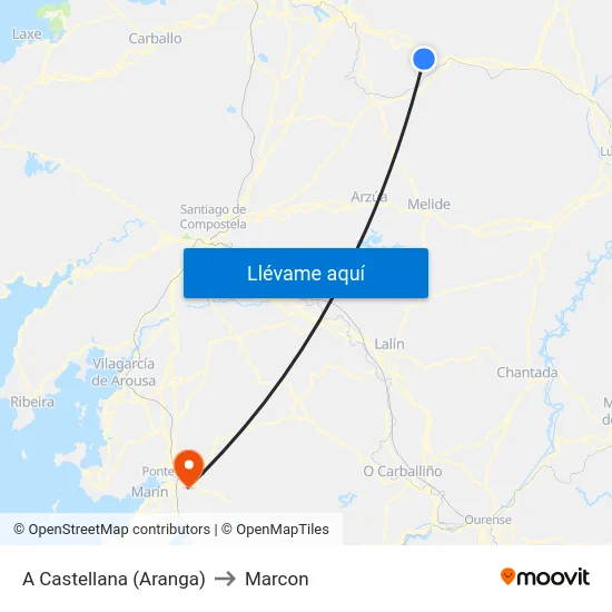A Castellana (Aranga) to Marcon map