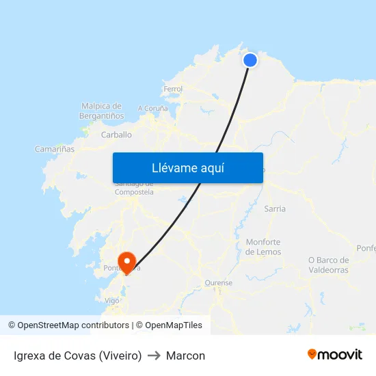 Igrexa de Covas (Viveiro) to Marcon map