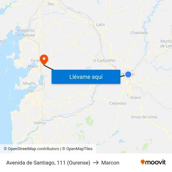 Avenida de Santiago, 111 (Ourense) to Marcon map