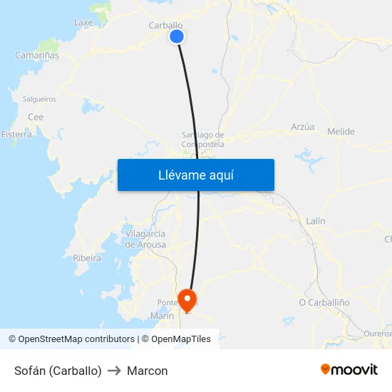 Sofán (Carballo) to Marcon map