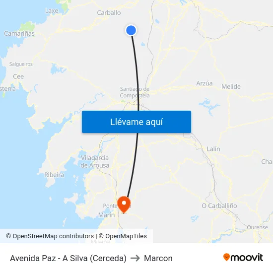 Avenida Paz - A Silva (Cerceda) to Marcon map