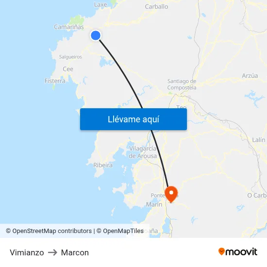 Vimianzo to Marcon map