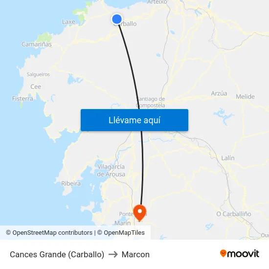 Cances Grande (Carballo) to Marcon map