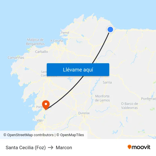 Santa Cecilia (Foz) to Marcon map