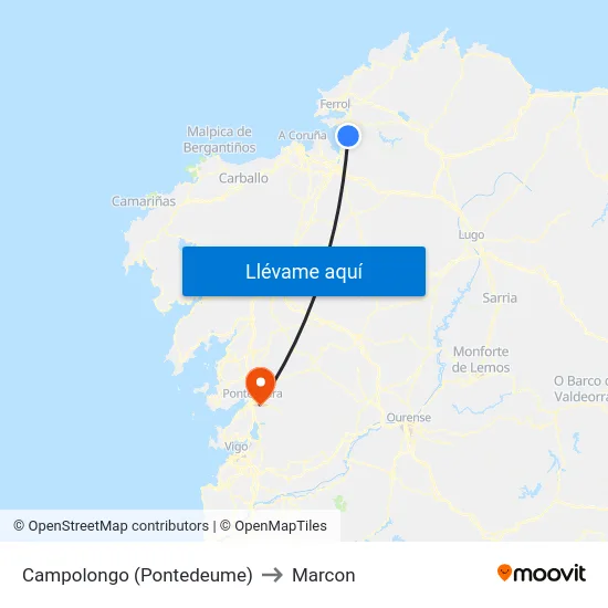 Campolongo (Pontedeume) to Marcon map