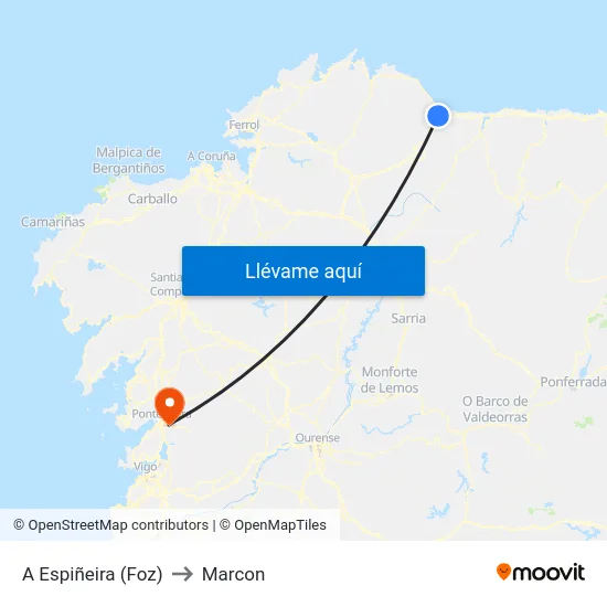 A Espiñeira (Foz) to Marcon map