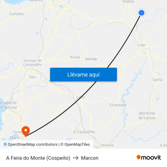 A Feira do Monte (Cospeito) to Marcon map