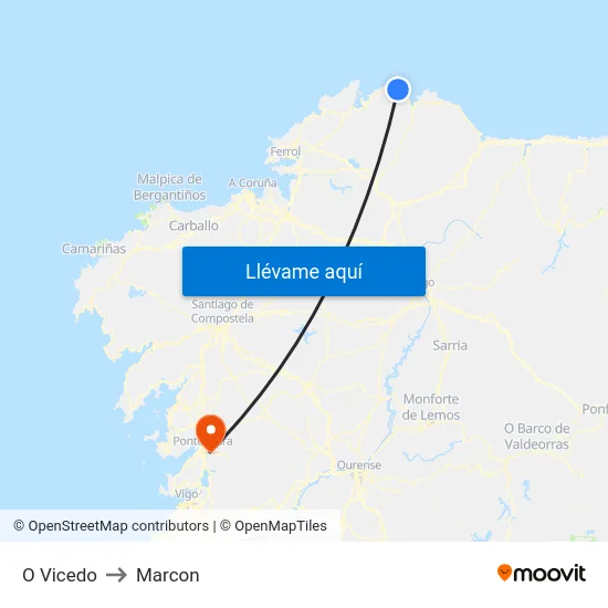 O Vicedo to Marcon map