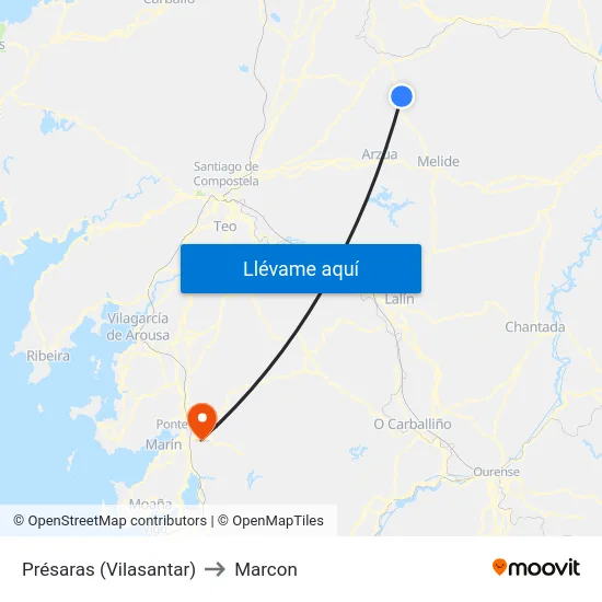 Présaras (Vilasantar) to Marcon map