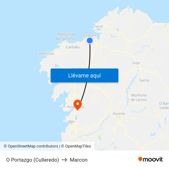 O Portazgo (Culleredo) to Marcon map