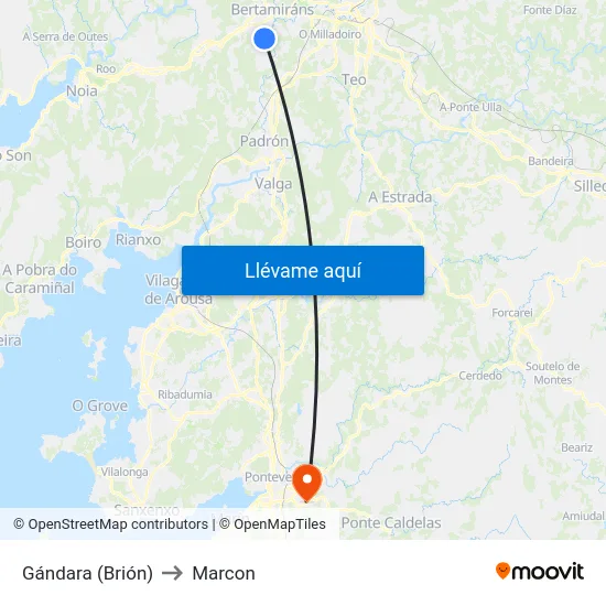 Gándara (Brión) to Marcon map