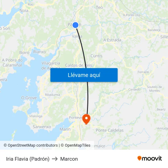 Iria Flavia (Padrón) to Marcon map