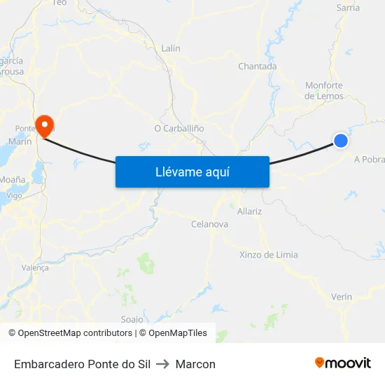 Embarcadero Ponte do Sil to Marcon map