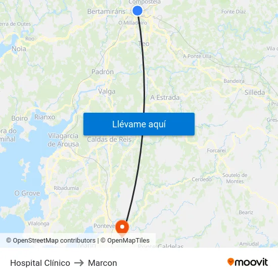 Hospital Clínico to Marcon map