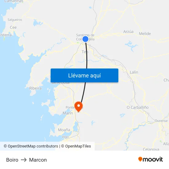Boiro to Marcon map