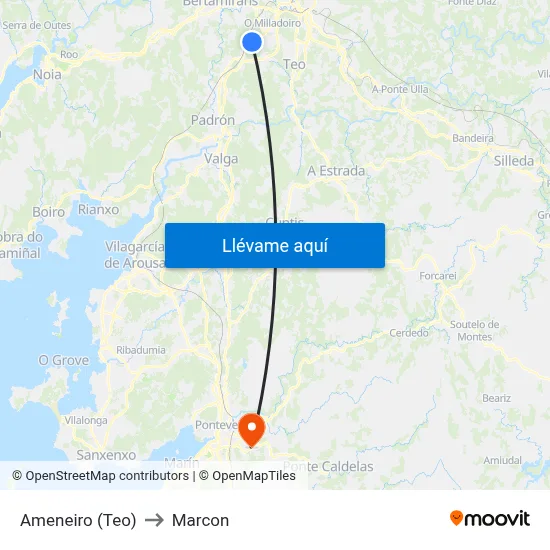 Ameneiro (Teo) to Marcon map
