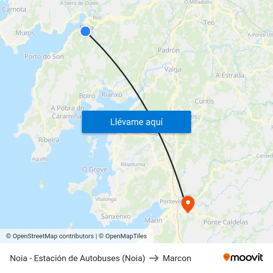 Noia - Estación de Autobuses (Noia) to Marcon map