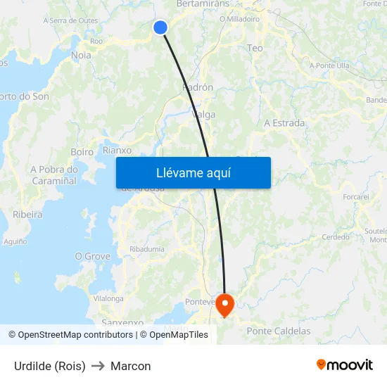 Urdilde (Rois) to Marcon map