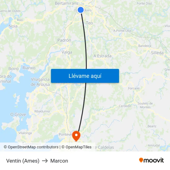 Ventín (Ames) to Marcon map