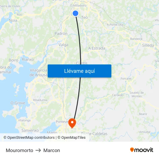Mouromorto to Marcon map