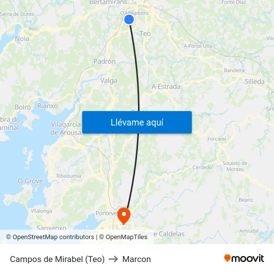 Campos de Mirabel (Teo) to Marcon map