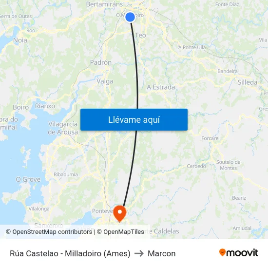 Rúa Castelao - Milladoiro (Ames) to Marcon map