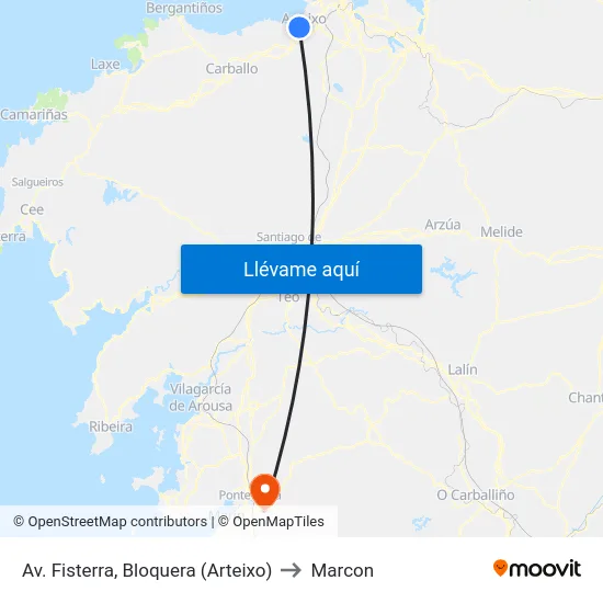 Av. Fisterra, Bloquera (Arteixo) to Marcon map